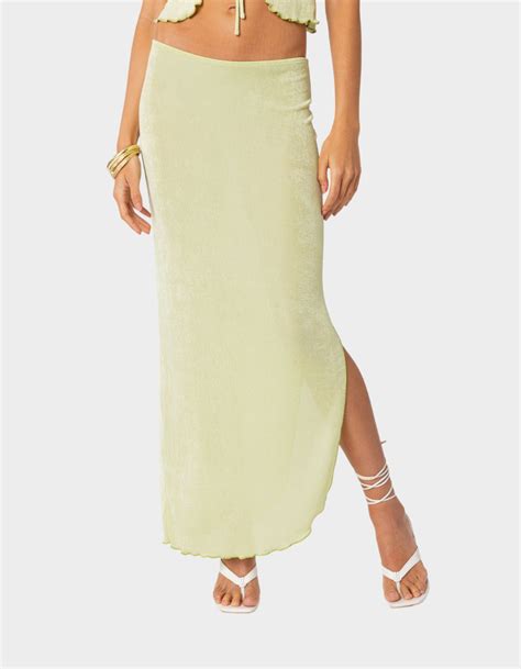 EDIKTED Milan Slitted Womens Maxi Skirt GREEN Tillys