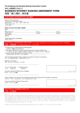 Fillable Online Hsbc Business Internet Banking Amendment Form