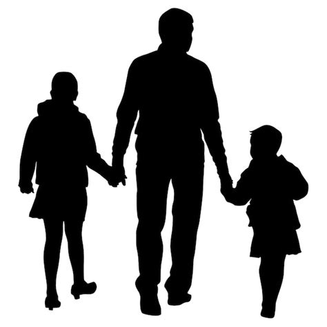 Schwarze Silhouetten Familie auf weißem Hintergrund Vektor Illustration