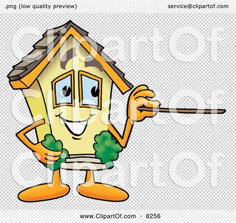 Clipart Picture Of A House Mascot Cartoon Character Holding A Pointer