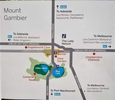 Mount Gambier Map - Tourist Attractions & Local Amenities, SA