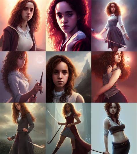 Full Length Portrait Of Hermione Granger By Tom Cross Stable Diffusion