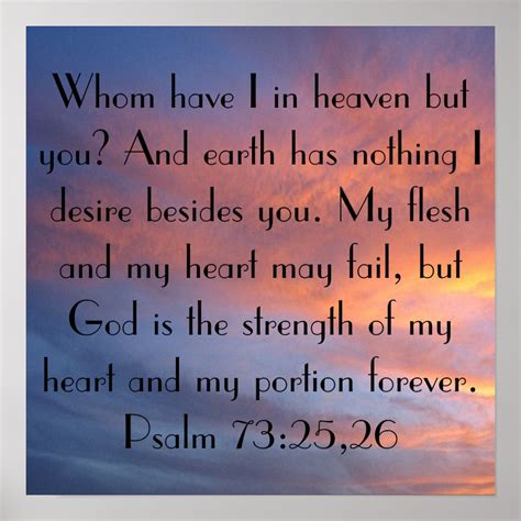 Psalm 73:25-26 bible verse sunset sky poster | Zazzle