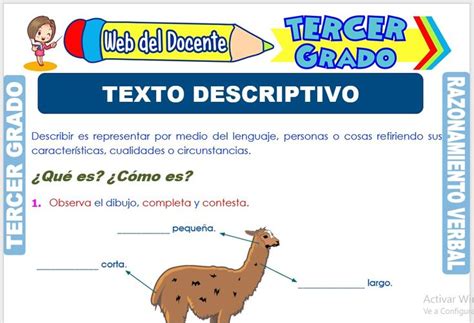 Ficha De Texto Descriptivo Para Tercer Grado De Primaria Textos Descriptivos Razonamiento