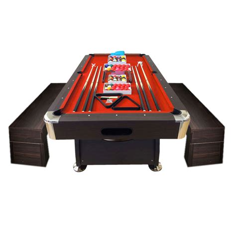 Pool Table 8FT red Full Accessories with Benches - Viper Red