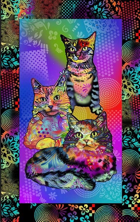 Colorful Cat Cotton Fabric Panel| Crazy Cats Cotton Quilting Panel