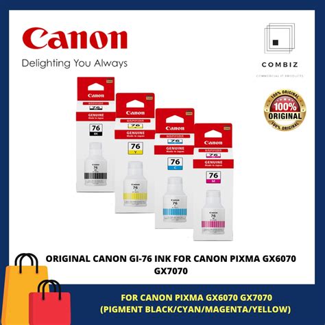 ORIGINAL CANON GI 76 INK PIGMENT BLACK CYAN MAGENTA YELLOW GI76 TONER