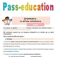 La phrase exclamative Leçon de grammaire pour le cm1 PDF à imprimer