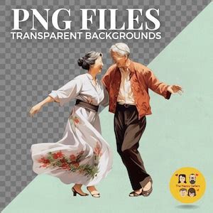 50 Romantic Seniors Dancing Clipart Pack INSTANT DOWNLOAD, PNG ...