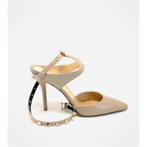 Valentino Shoes Valentino Garavani Nappa Rockstud Ankle Strap Nude Leather Pumps Heels