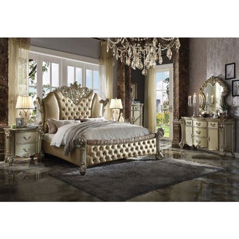 Vendome Ii Upholstered Bedroom Set Gold Patina Acme Furniture