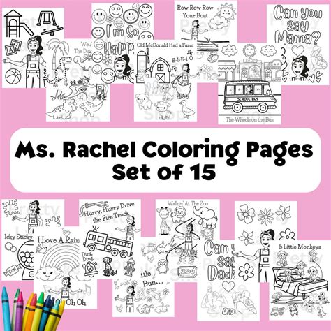 Miss Rachel Inspired Coloring Pages Instant Download Miss Rachel Printable Miss Rachel Download ...