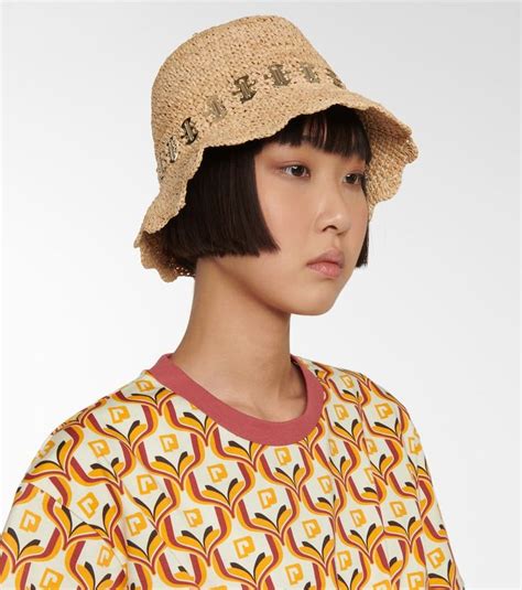 Paco Rabanne Embellished Raffia Bucket Hat