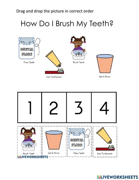 Correct Order In Brushing Teeth Worksheet Live Worksheets