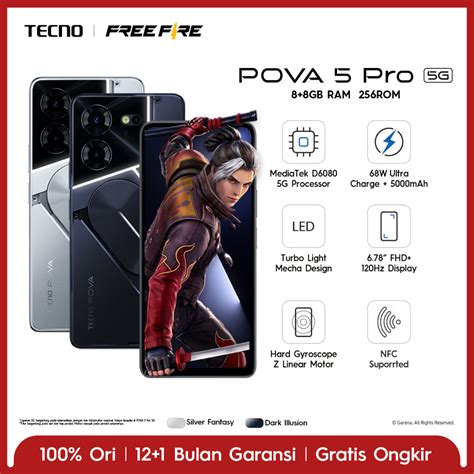 Jual TECNO POVA 5 Pro 5G Dimensity 6080 5G 8 8GB 256GB 68W Super