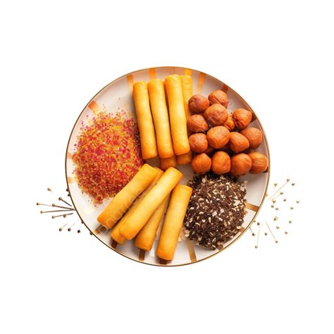 Indian Sweet Food Served With Assorted Fire Crackers In Separate Plate