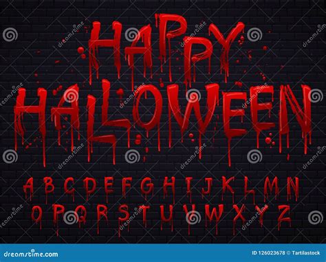 Halloween Font. Horror Alphabet Letters Written Blood, Scary Bleed Font ...