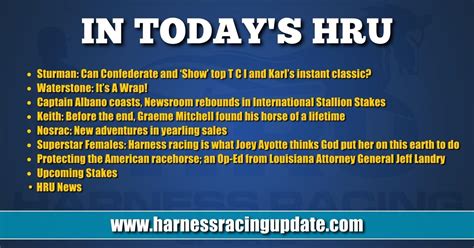 In Today's HRU (2023-10-08) - Harness Racing Update