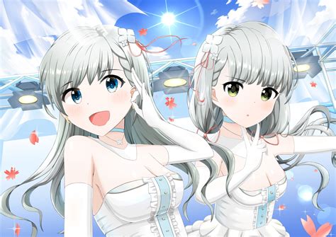 Hisakawa Nagi Twins Gray Hair Fan Art Cleavage Hisakawa Hayate Two Women The Idolm Ster