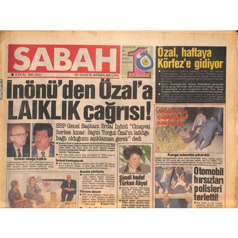 Sabah Gazetesi Ekim In N Den Zala Laiklik A R S Fiyat