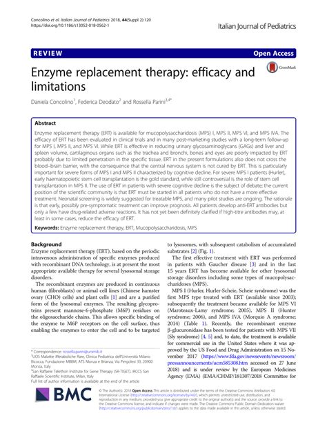 (PDF) Enzyme replacement therapy: efficacy and limitations