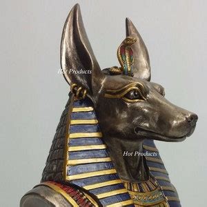 9 Egyptian Anubis Jackal Bust On Plinth Statue Sculpture Antique Bronze