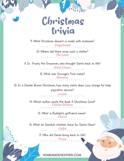 Free Christmas Trivia Printables Homemade Heather Worksheets Library