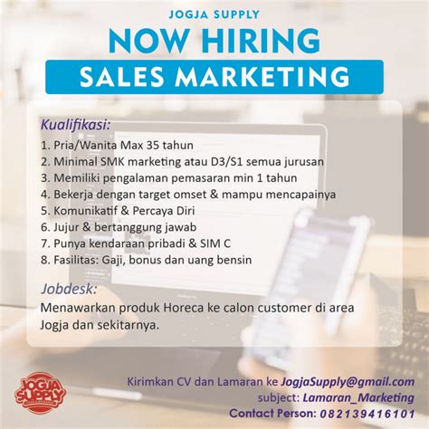 Lowongan Kerja Sales Marketing Di Jogja Supply LokerJogja ID