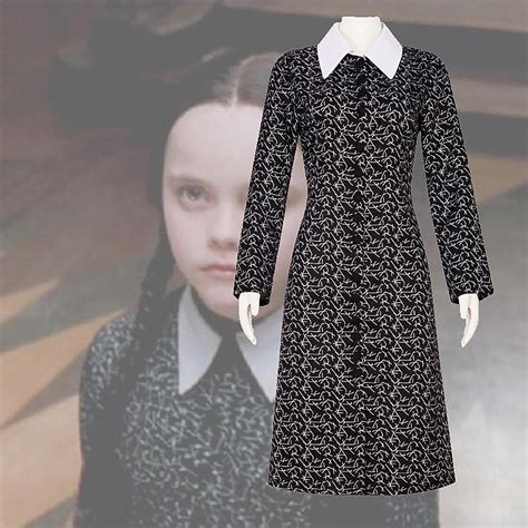 Atfoton Wensday Addams Cosplay Costume Donna Mercoled Abito