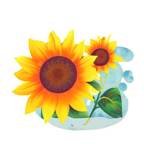 Gráfico Hiperrealista De Flores De Acuarela De Girasol · Creative Fabrica