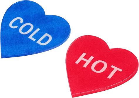 PATIKIL Self Stick Hot Cold Water Label 2 Pairs 4 Pack Acrylic Heart Shape Sticker Signs For
