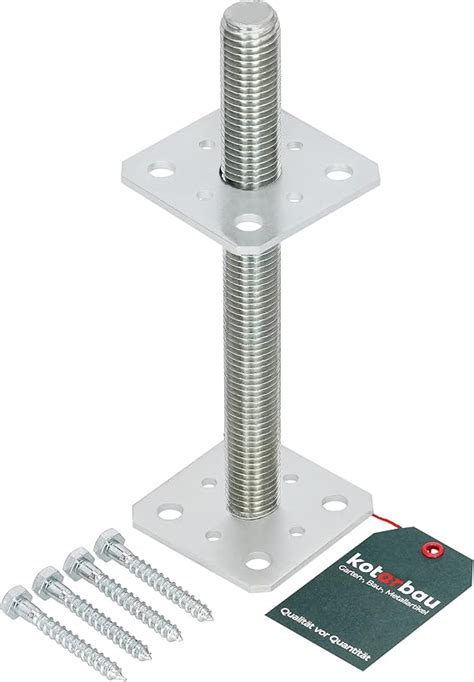 KOTARBAU Pfostenträger 80 mm x 80 mm x 250 mm Gewinde M24 mm Verzinkt