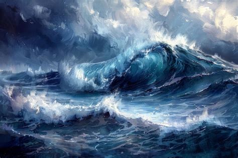 Stormy Ocean Waves Digital Art | Premium AI-generated image