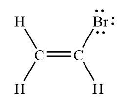 Draw the Lewis structure for vinyl bromide (C_2H_3Br). Include any lone ...