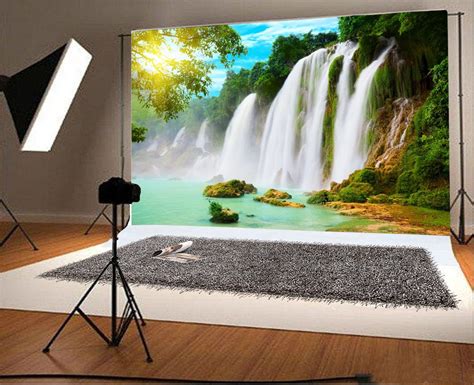 MOHome 7x5ft Photography Background Beautiful Waterfall Green Mountains ...