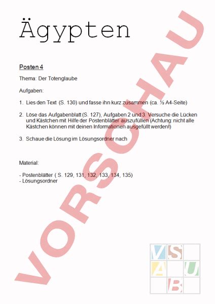 Arbeitsblatt Gypten Posten Geschichte Altertum