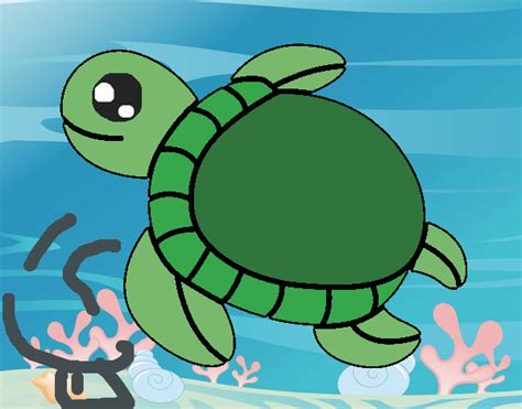 Dibujo de Tortuga nadando pintado por en Dibujos net el día 13 01 21 a