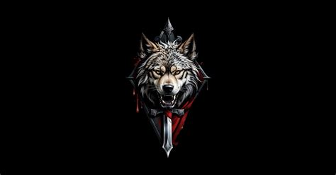 Wolf head banner logo - Wolf Head - Sticker | TeePublic