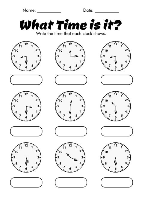 Printable Clock Worksheets For 2nd Grade