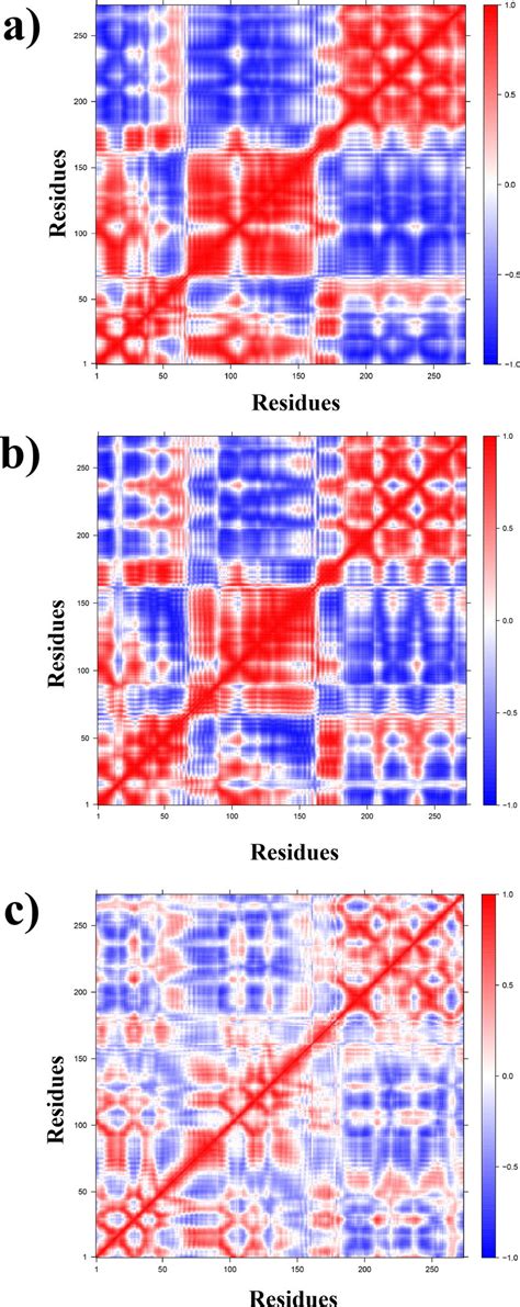 Calculated Dynamic Cross Correlation Matrix Of Cα Atoms Around Their