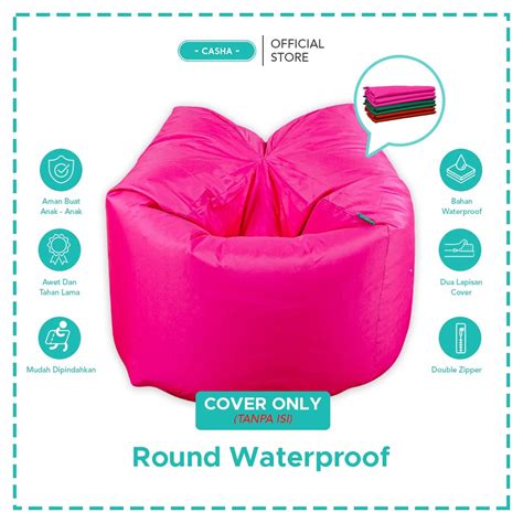 Jual Cover Only Casha Beanbag Round Waterproof Bean Bag Dewasa