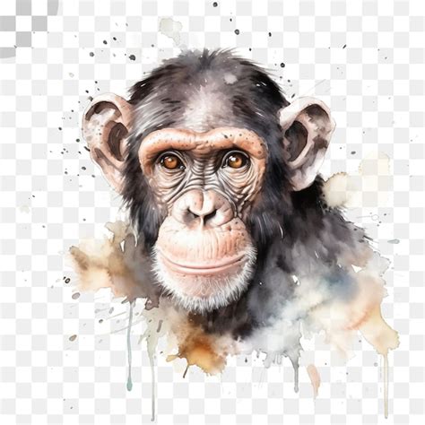 Peinture à L aquarelle D un Chimpanzé Peinture à L aquarelle Png