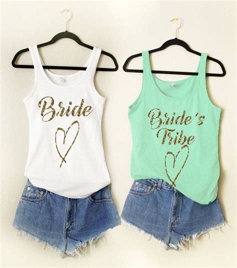 9 Brides Tribe 1 Bride Gold Glitter Anchor Tank Bridesmaid Mate Of