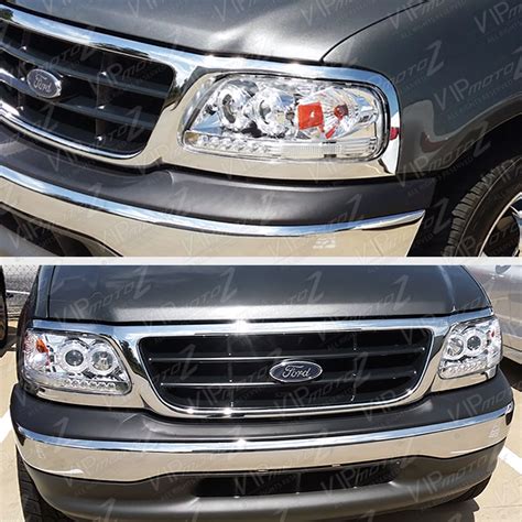 Ford F Lobo Euro Chrome Ccfl Angel Eye Led Drl Headlights