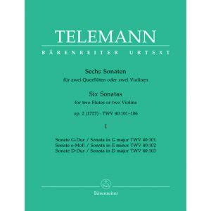 Telemann Georg Philipp Six Sonatas Op 2 Volume 1 TWV 40 101 103