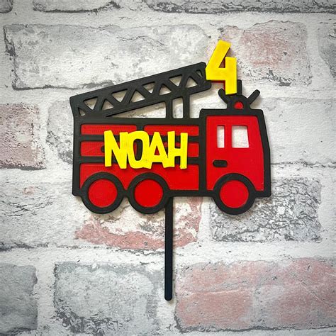 Fire Engine Cake Topper Fireman Personalised Vehicles - Etsy