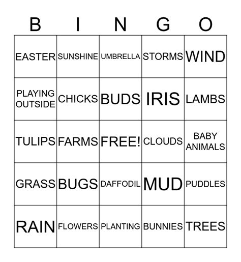 Spring Bingo Card