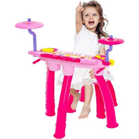 GOPLUS Ensemble Piano Et Batterie Pour Enfants 4 Tambours Jouet Avec