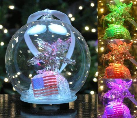 Led Glass Globe Christmas Ornament With Eagle And American Flag