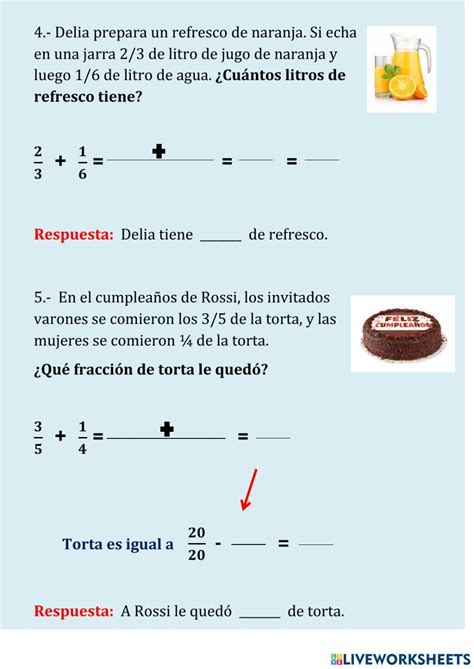 Ficha De Problemas Con Fracciones Para Primaria En 2023 Fracciones